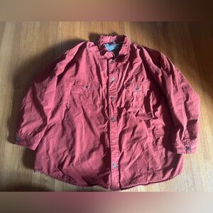 Vintage St John’s Bay Jacket Orange Flannel Lined Metal Button Up Jacket 5XL